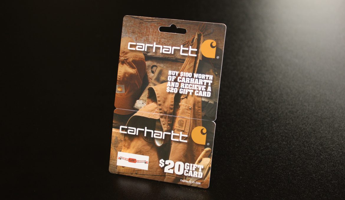 HANGING GIFT CARDS ARE MINI BILLBOARDS FOR CARHARTT